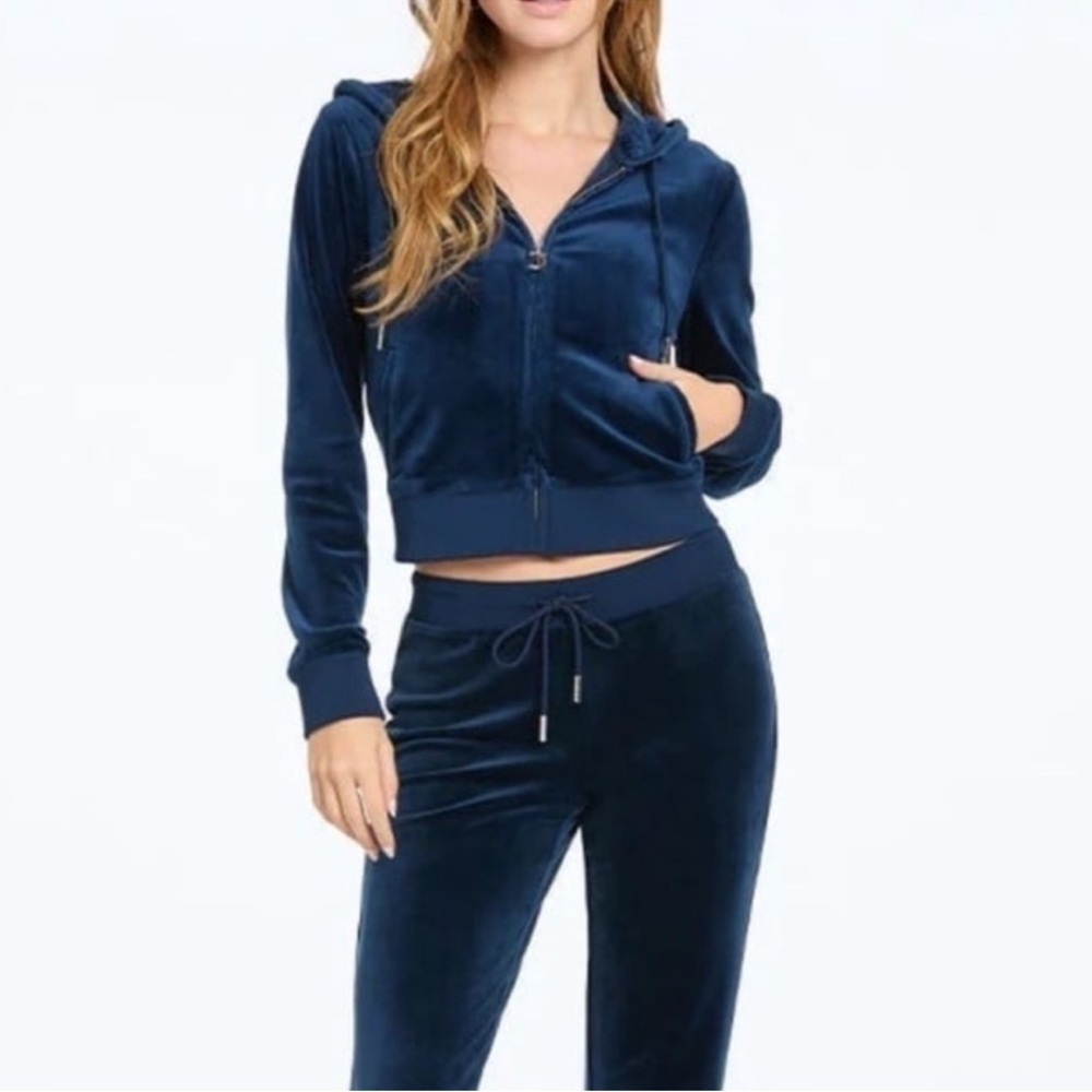 Juicy Couture Blue Dazzle Zippered Crop Hoodie NWT